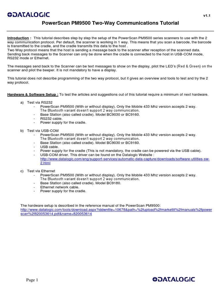 Powerscan PM9500 Two-Way Comm Tutorial | PDF | Transmission Control ...