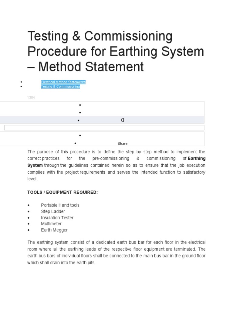 Earthing System Testing & Commissioning Guide | PDF | Technology ...