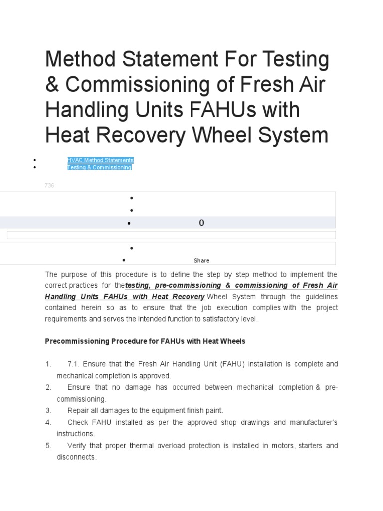 FAHU Commissioning Guide | PDF | Humidity | Physical Quantities