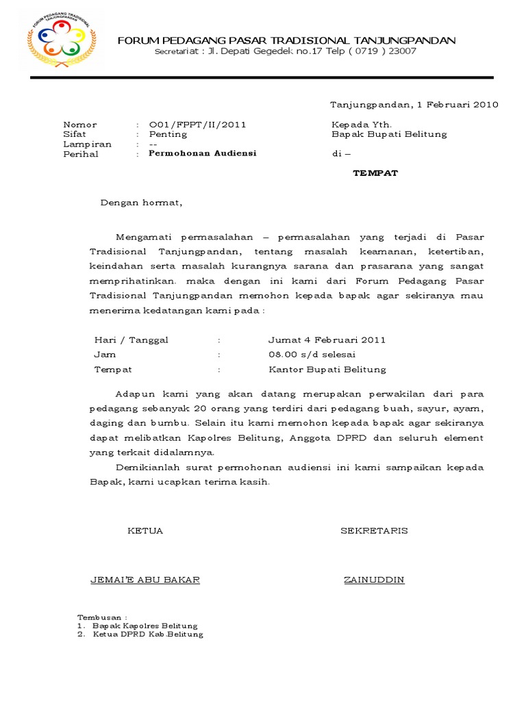 Surat Audiensi Ke Bupati