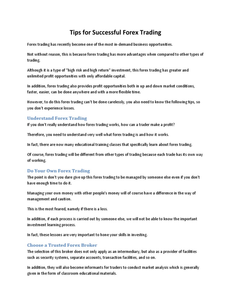 Tips For Successful Forex Trading | PDF | Foreign Exchange Market ...