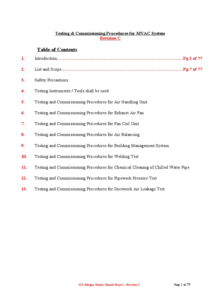 MVAC System Testing Procedures | PDF | Duct (Flow) | Physical Quantities