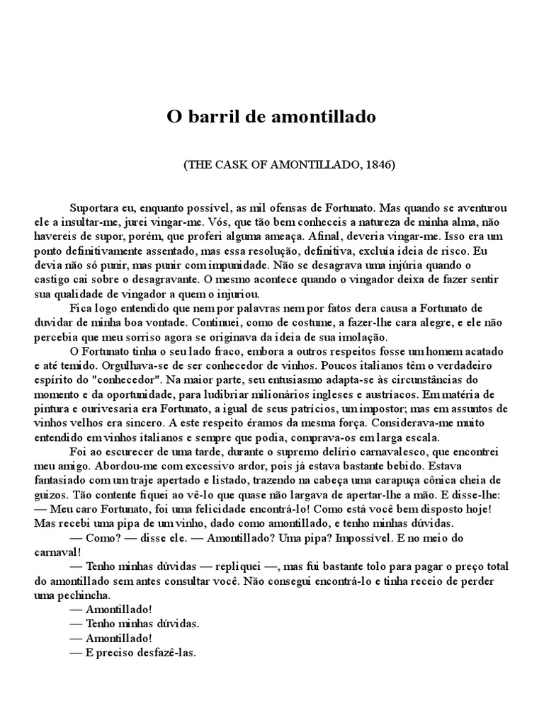 Edgar Allan Poe - PT - O Barril de Amontillado | PDF | Natureza