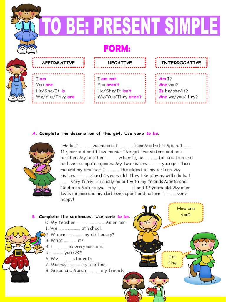Verb To Be Simple Present Fun Activities Games Warmers Coolers 7890 PDF