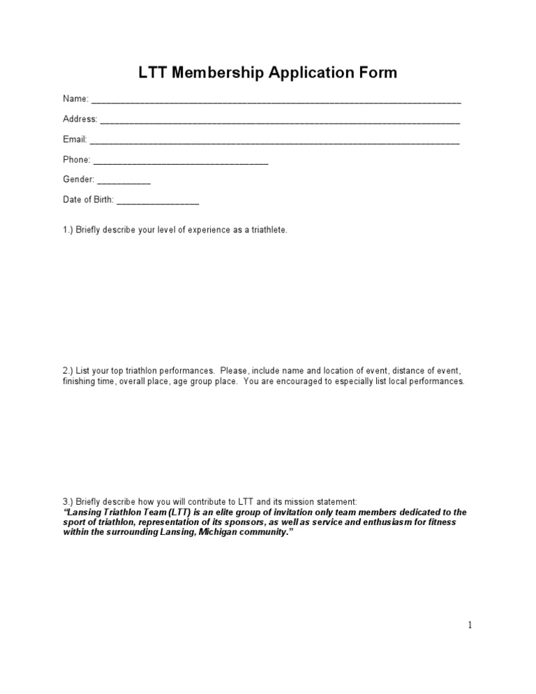 LTT Membership Application Form | PDF