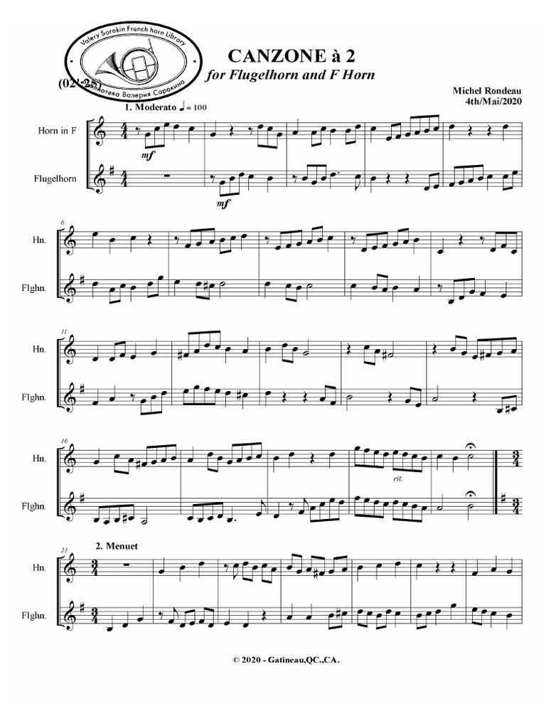 3 Duets For Horn and Flugelhorn PDF