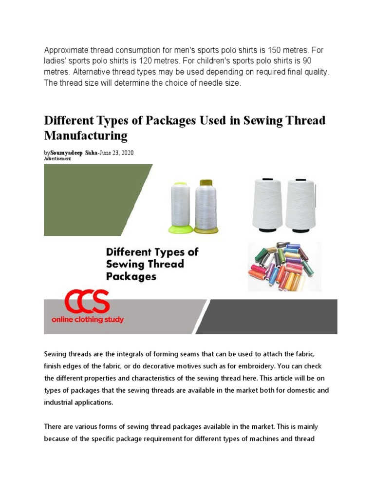 Approximate Thread Consumption For Men PDF Yarn Sewing