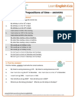 Grammar Test - Prepositions of Time - : Answers