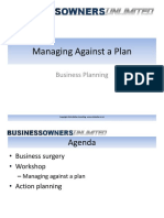 Managing Against A Plan: Business Planning