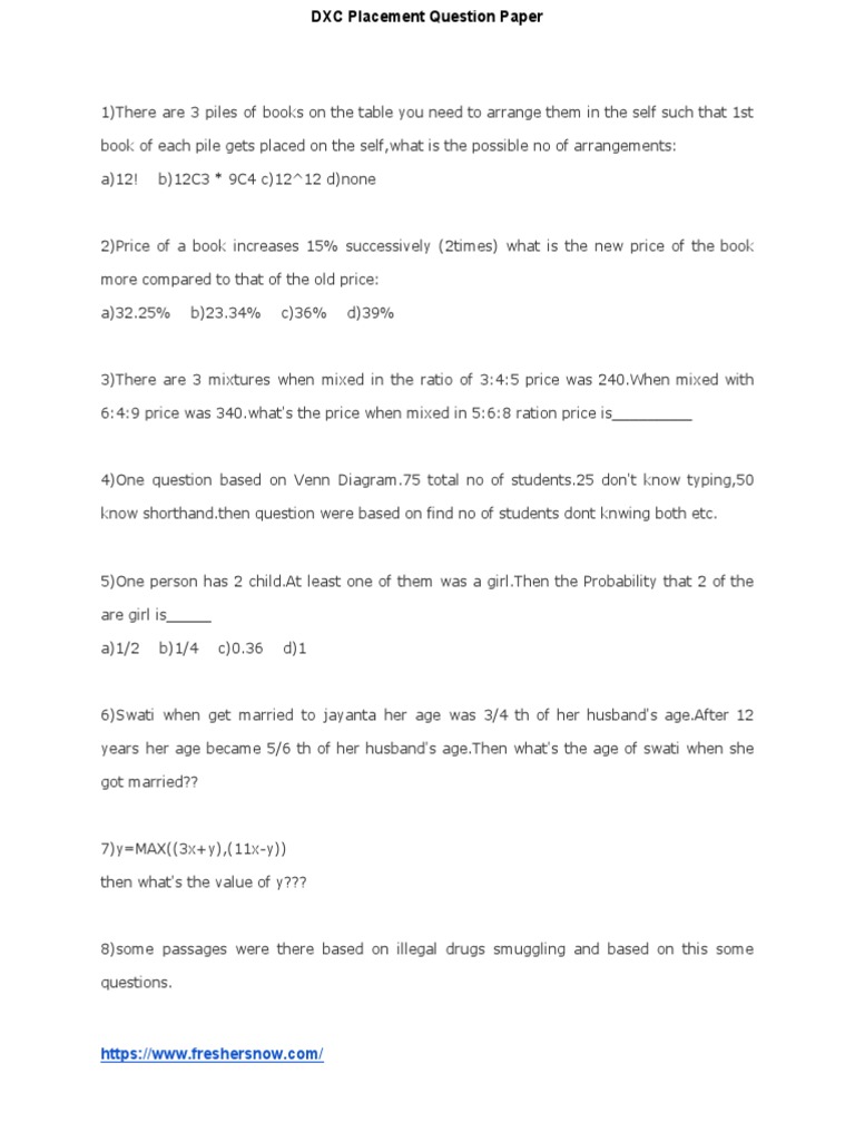 DXC Placement Paper | PDF