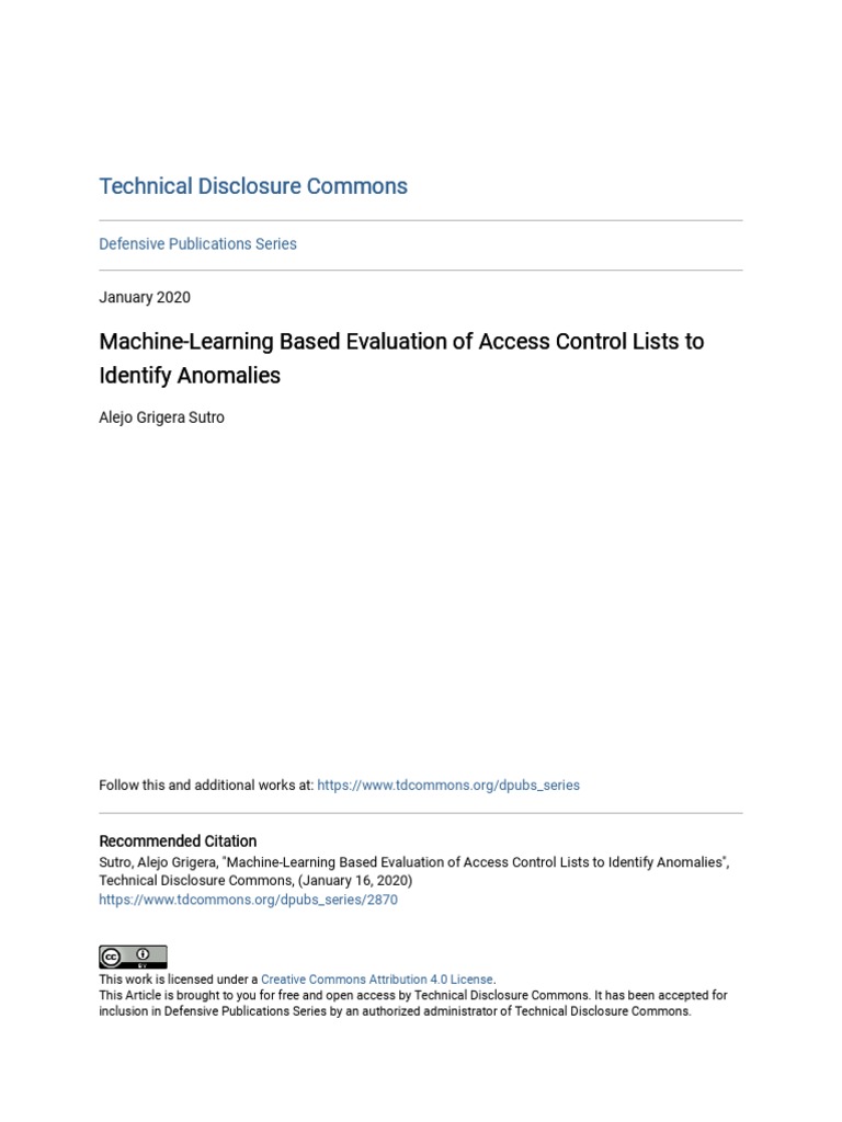 MachineLearning Based Evaluation of Access Control Lists To Iden PDF