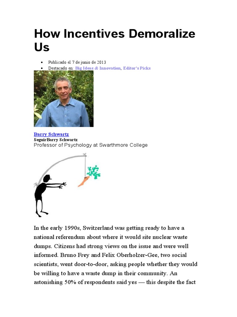 How Incentives Demoralize Us | PDF | Incentive | Prices