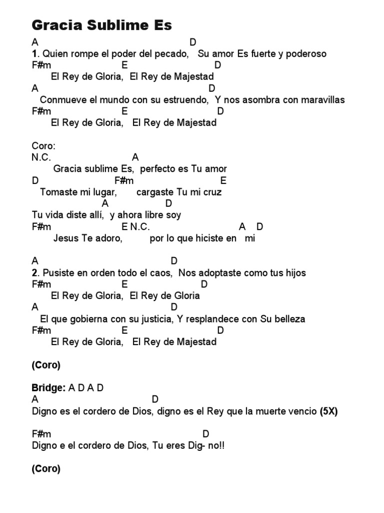 Gracia Sublime Es (Chords) A | PDF