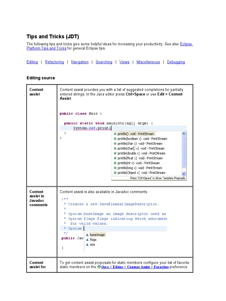 Eclipse Content Assist Tips | PDF | Method (Computer Programming ...