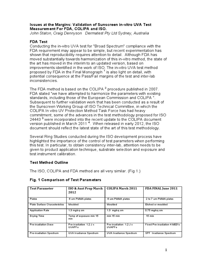 Sunscreen UVA Test Method Validation | PDF | Sunscreen | Ultraviolet