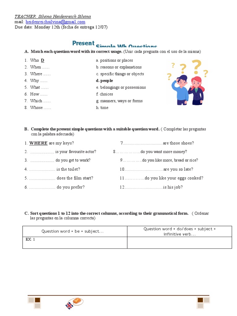 Present Simple WH Questions Guide | PDF | Question