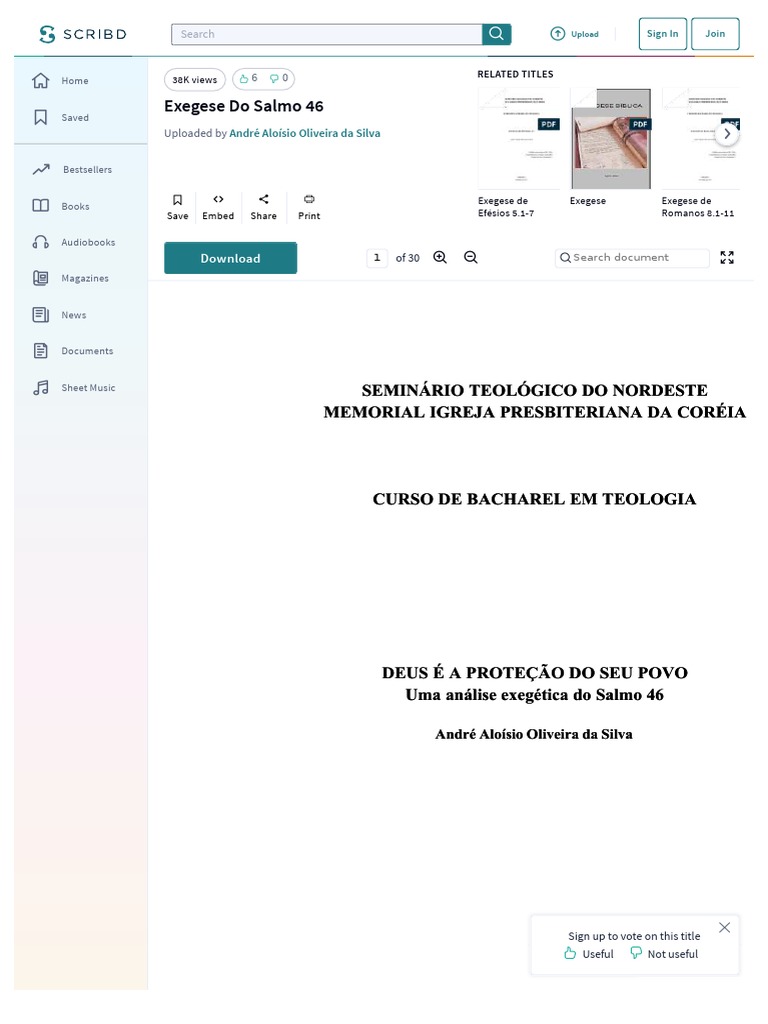 Exegese Do Salmo 46 | PDF | Martinho Lutero | Salmos