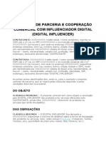 Contrato de Parceria e Cooperação Comercial Com Influenciador Digital