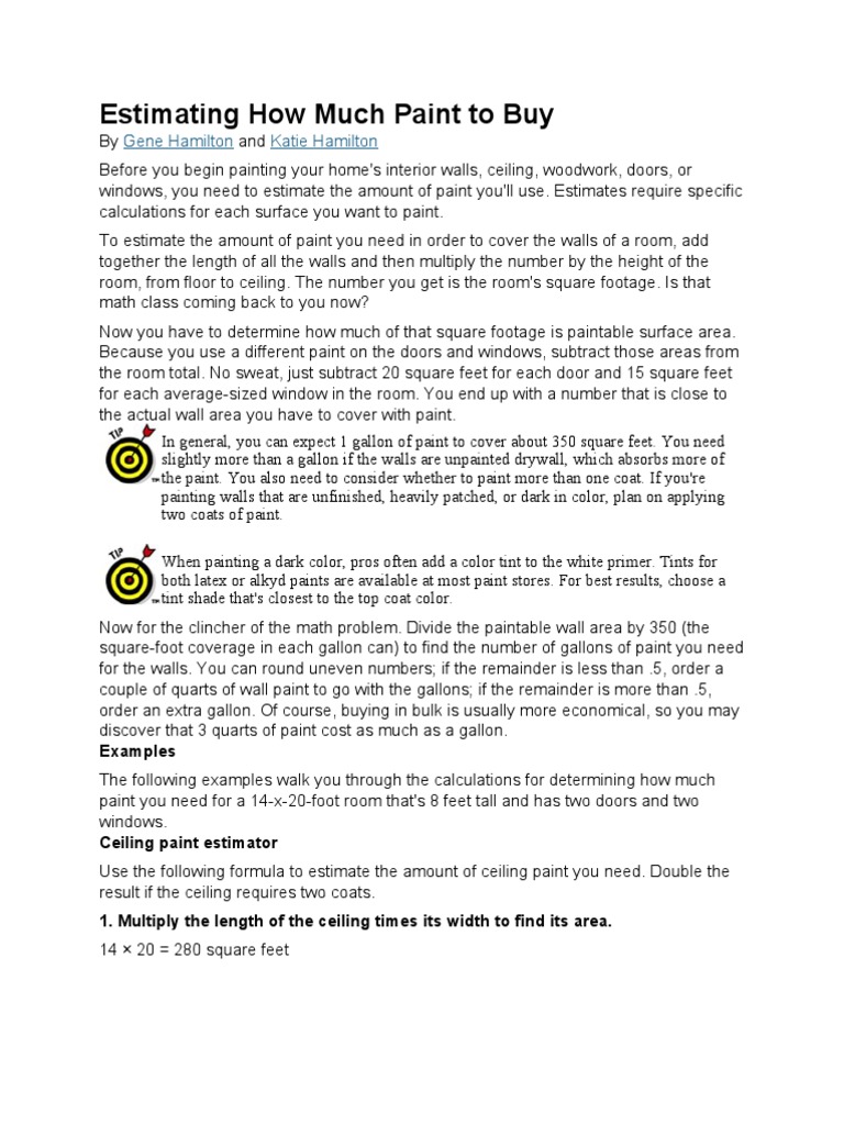 Estimating How Much Paint To Buy PDF Area Paint