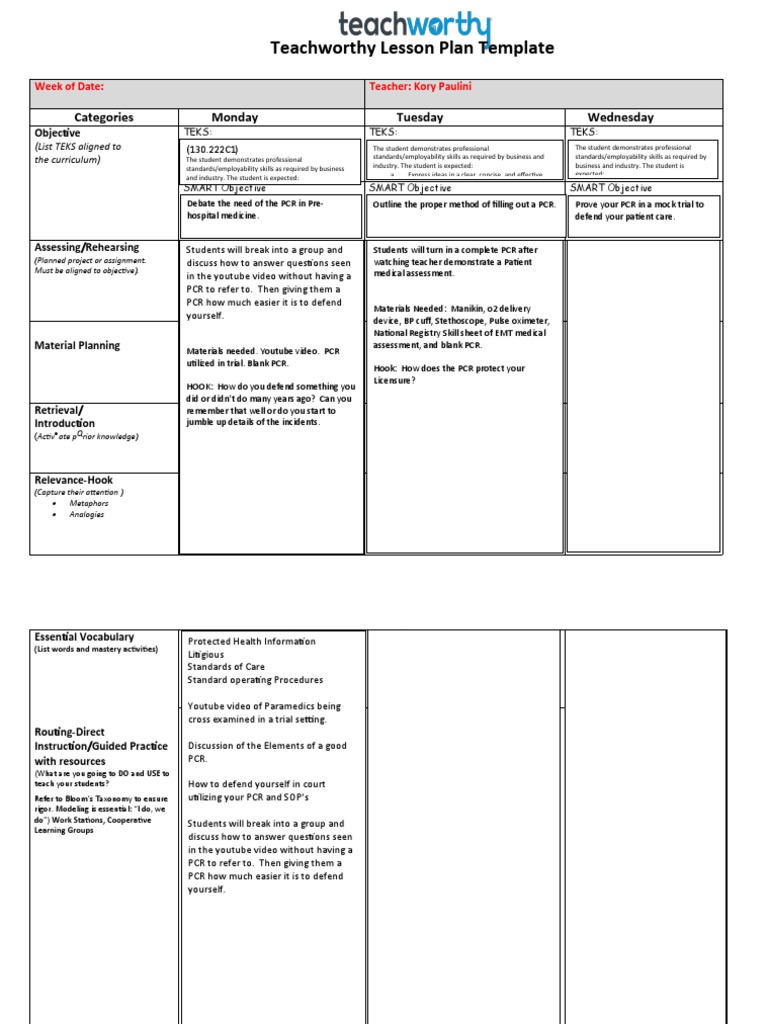 Paulini Multiday Lesson Plan | PDF | Cognition | Learning