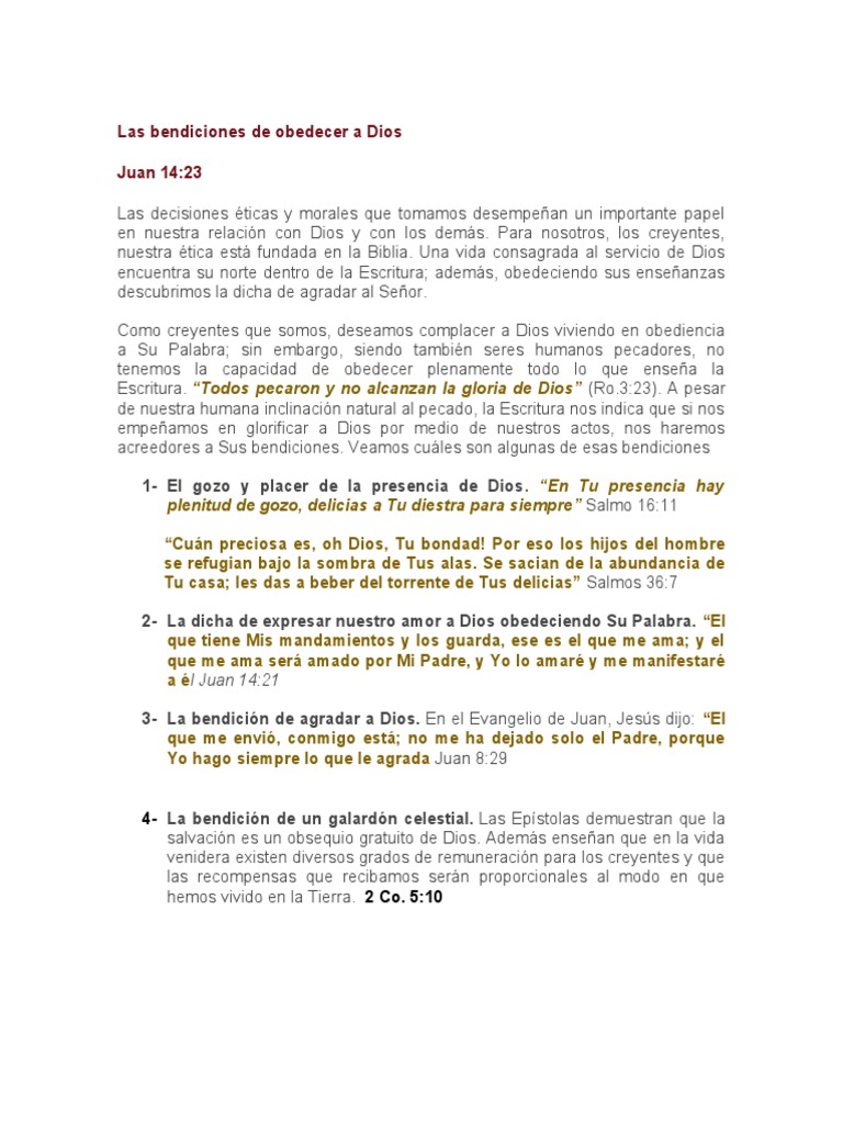 Bendiciones de la Obediencia a Dios | PDF | David | Salmos