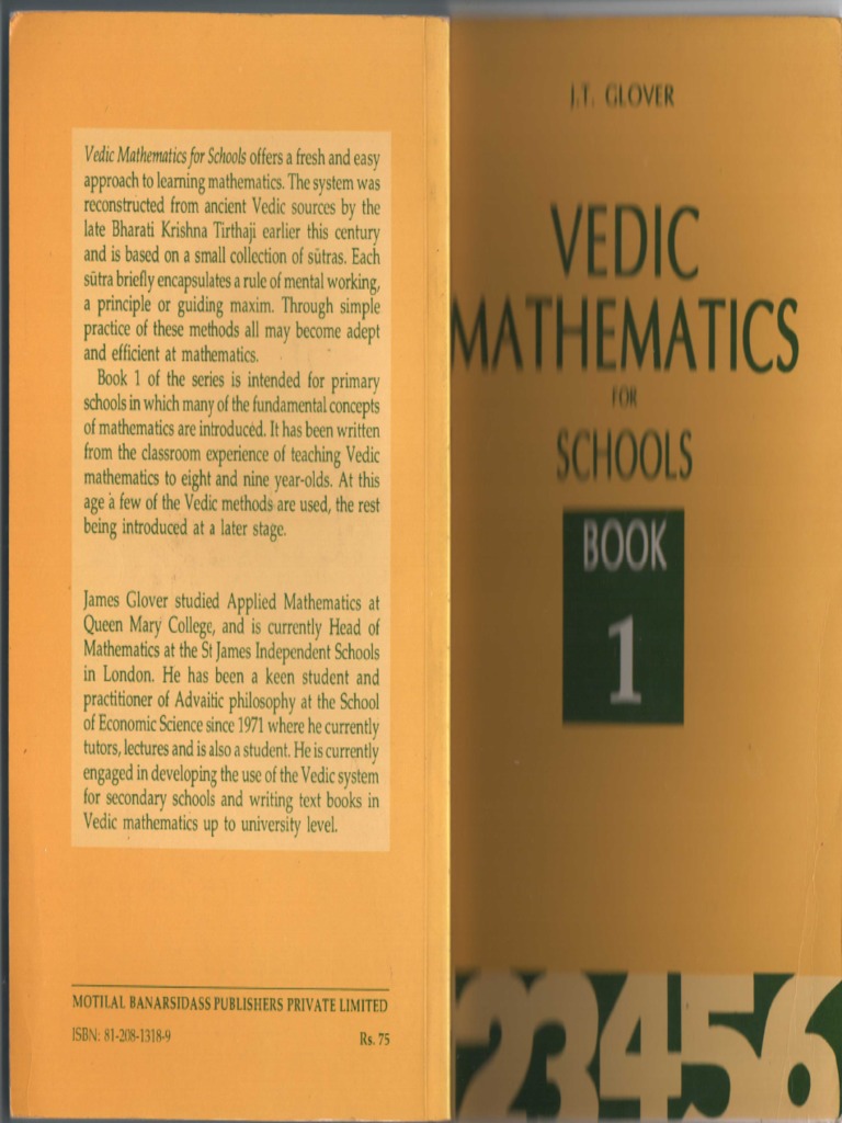 Vedic mathematics for schools book 1 by j t glover pdf