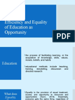 Efficiency and Equality of Education As Opportunity