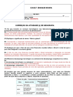 Correção Da Atividade 01 de Geografia 9 Ano