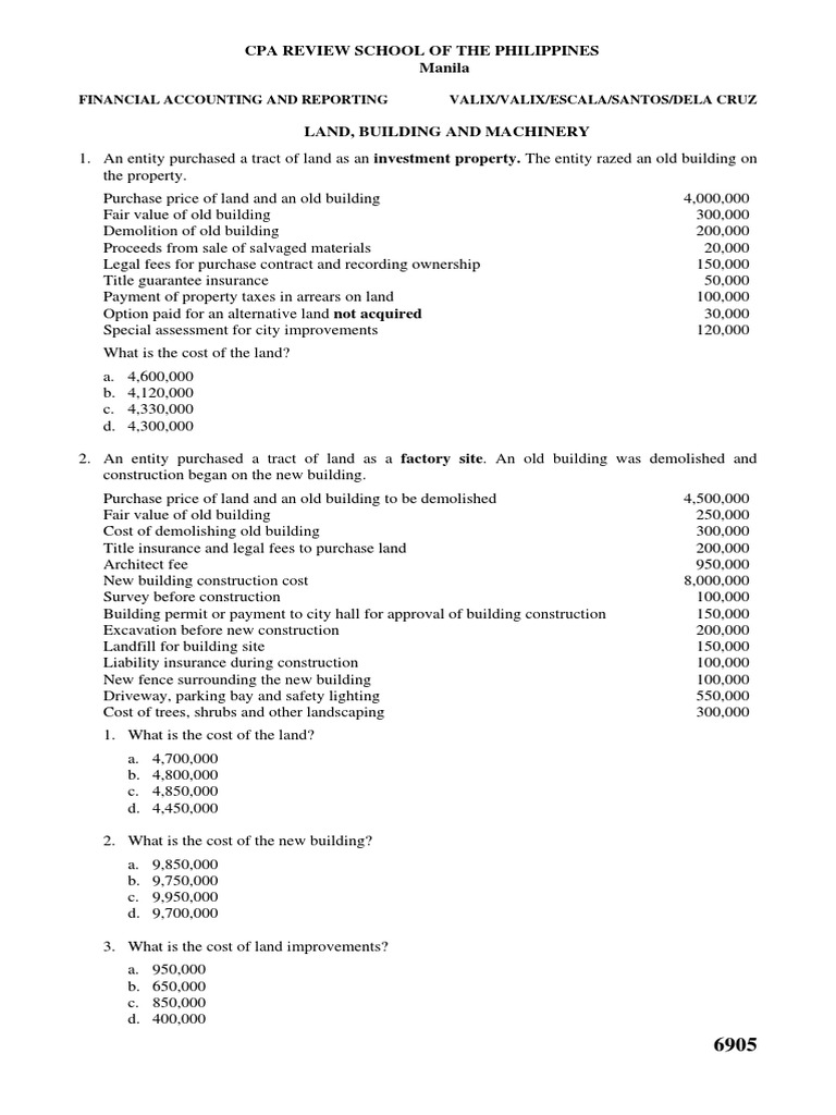 Accounting for Land and Building Costs | PDF | Cost | Fee