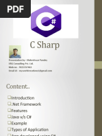 C Sharp: Presentation By:-Maheshwar Pandey XRG Consulting Pvt. Ltd. Mob - No - 7015337463