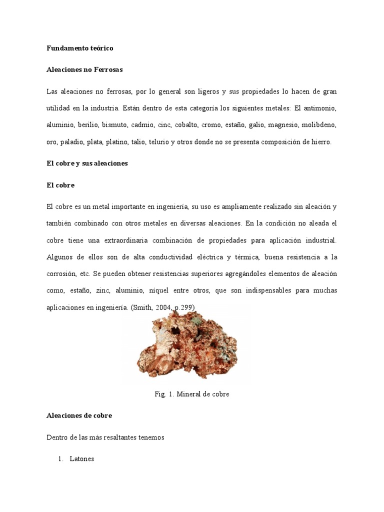 Aleaciones de Cobre y sus Aplicaciones | PDF | Cobre | Conjuntos de ...
