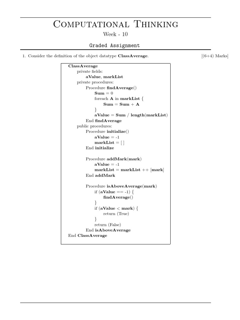 Week 10 Computational Thinking Assignment | PDF | Subroutine ...