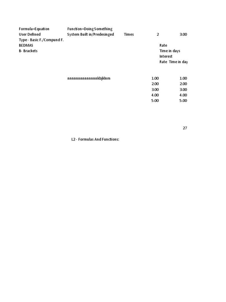 Formulas Functions Equations Rates Interest | PDF | Computer ...