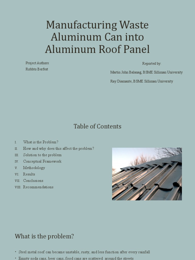 Recycling Aluminum Cans for Roof Panels | PDF | Sheet Metal | Roof
