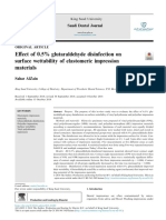 Effect of 0.5% Glutaraldehyde Disinfection On Surface Wettability of Elastomeric Impression Materials