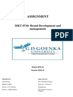 Assignment: MKT 8710: Brand Development and Management