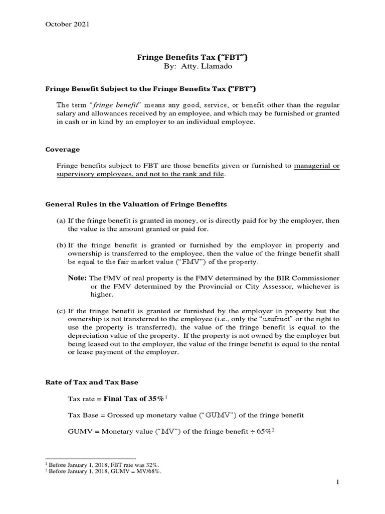 Understanding Fringe Benefits Tax (FBT) | PDF | Employee Benefits | Expense
