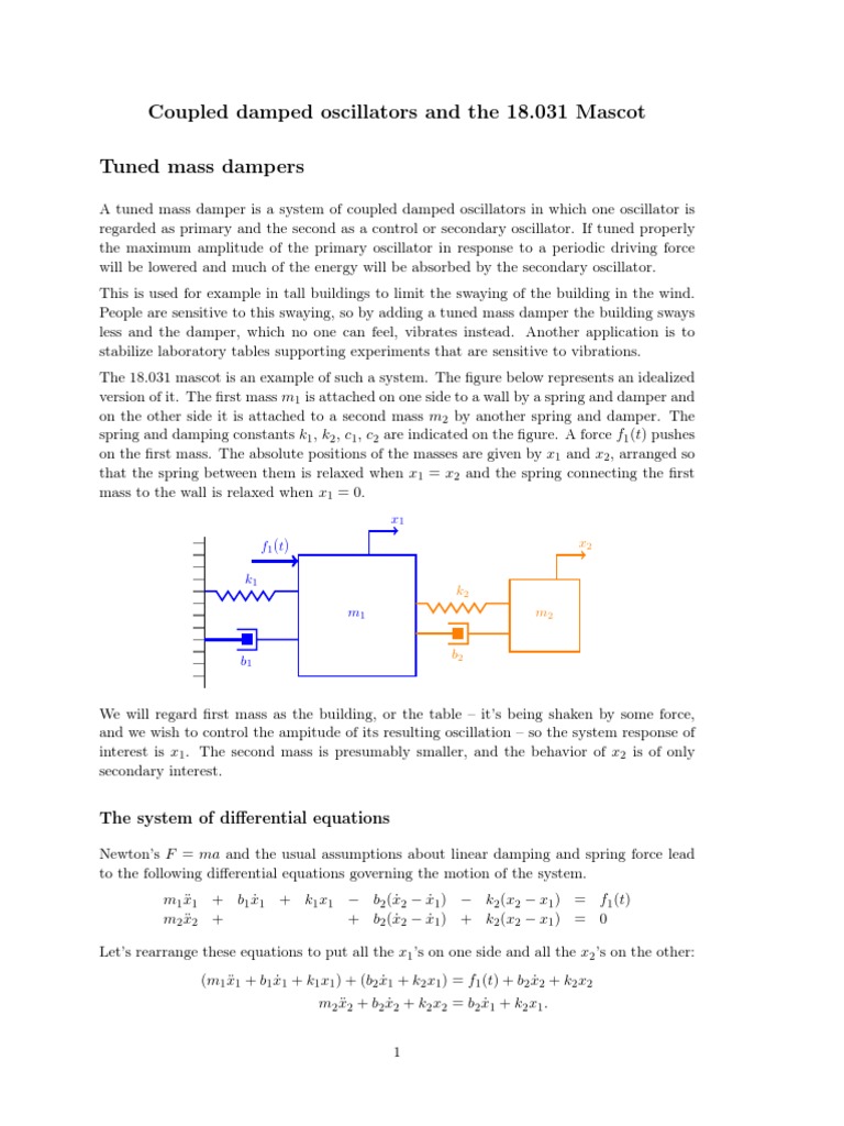 (Modul) Coupled Oscillators and The 18.031 Mascot | PDF | Damping ...