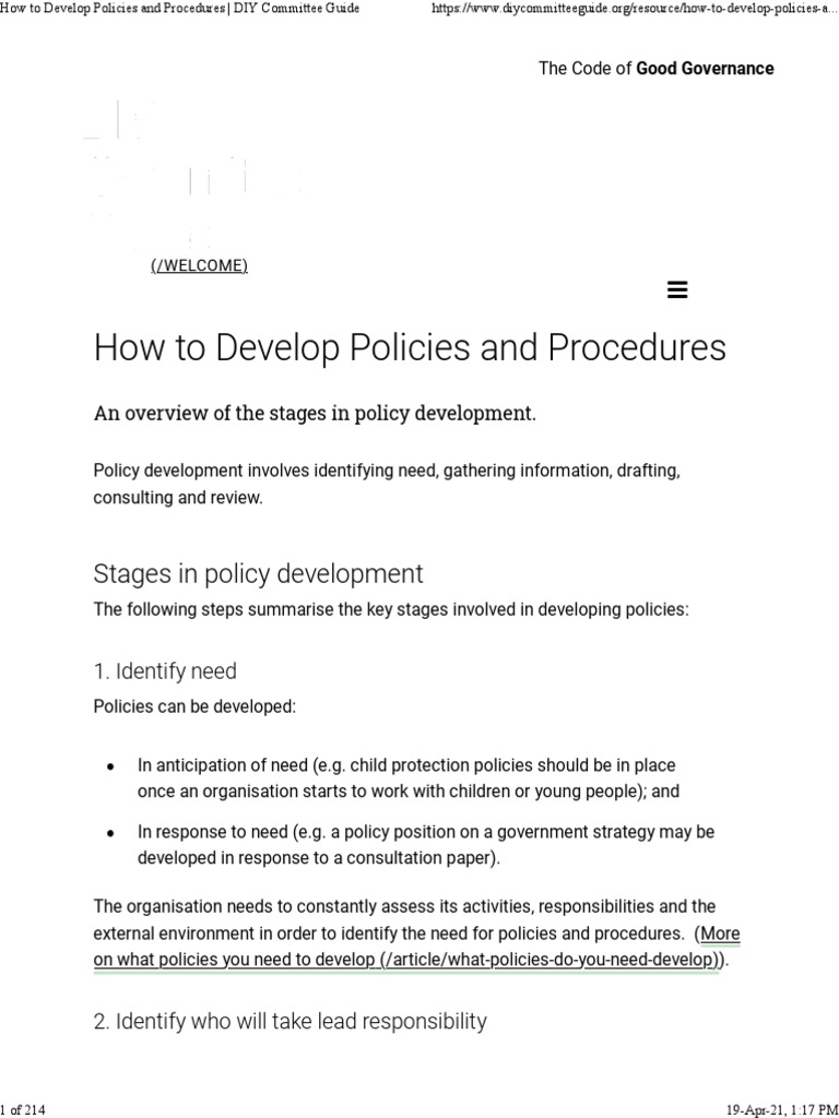 DIY Guide to Policy Development | PDF | Policy | Governance