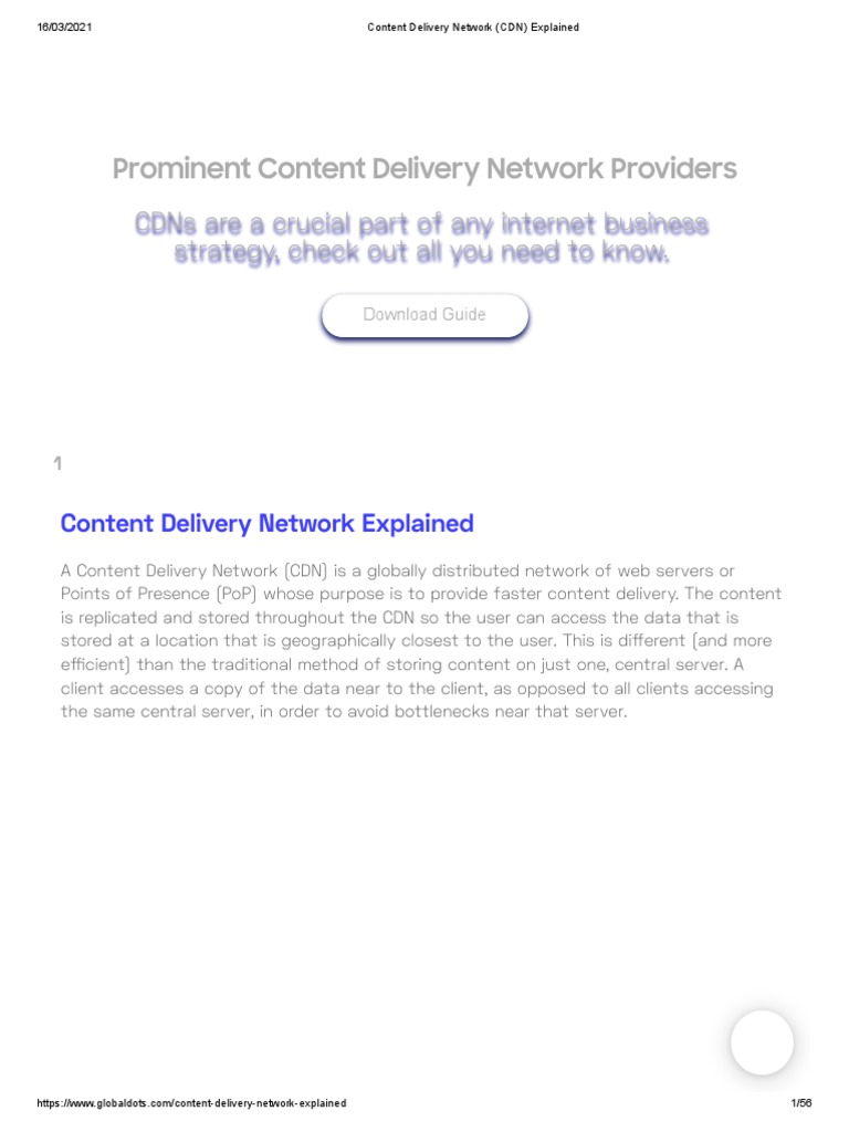 Content Delivery Network (CDN) Explained | PDF | Websites | Computer ...