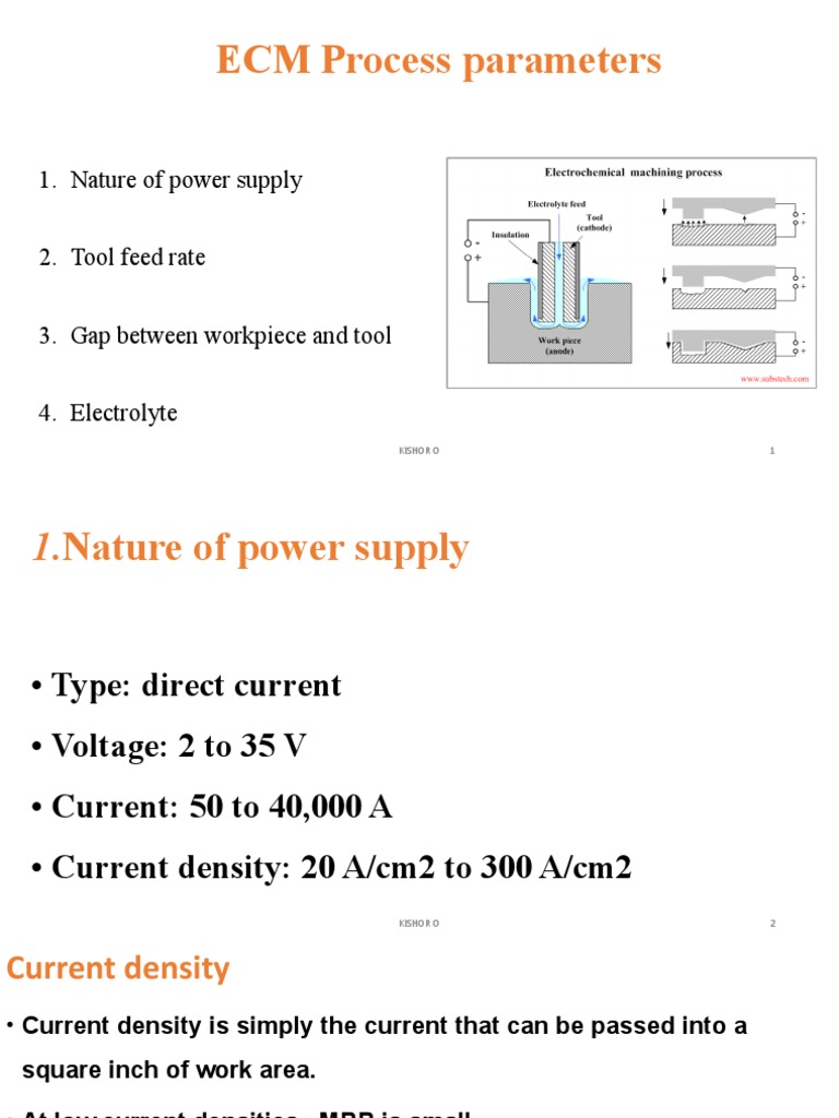ECM Process Parameters Overview | PDF | Machining | Electrolyte