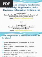 Challenges and Emerging Practices For Knowledge Organization in The Electronic Information Environment