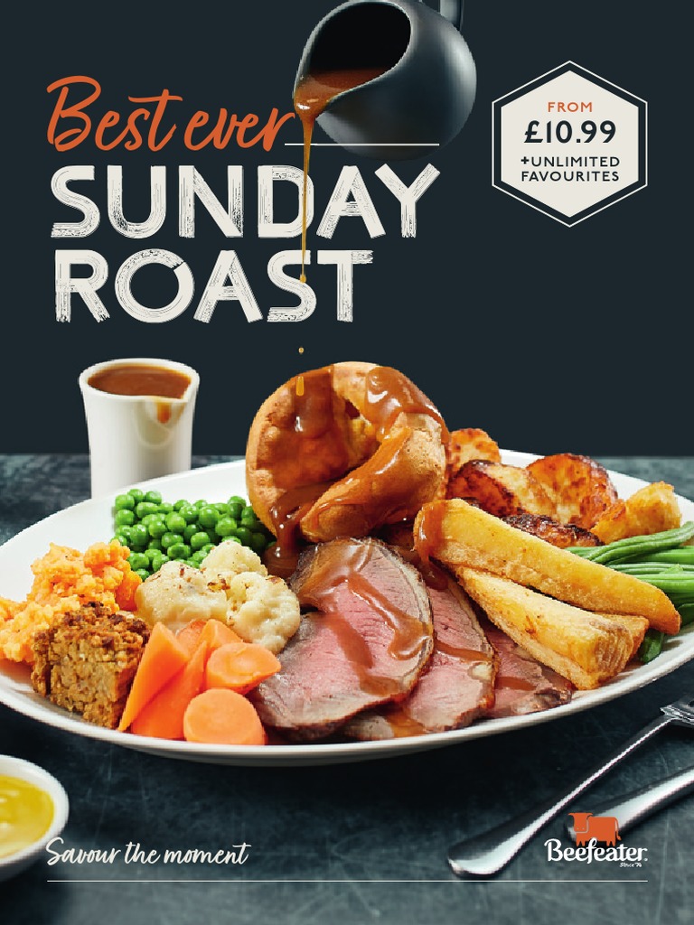 Beefeater Sunday Roast Menu PDF Eating Behaviors Of Humans Foods