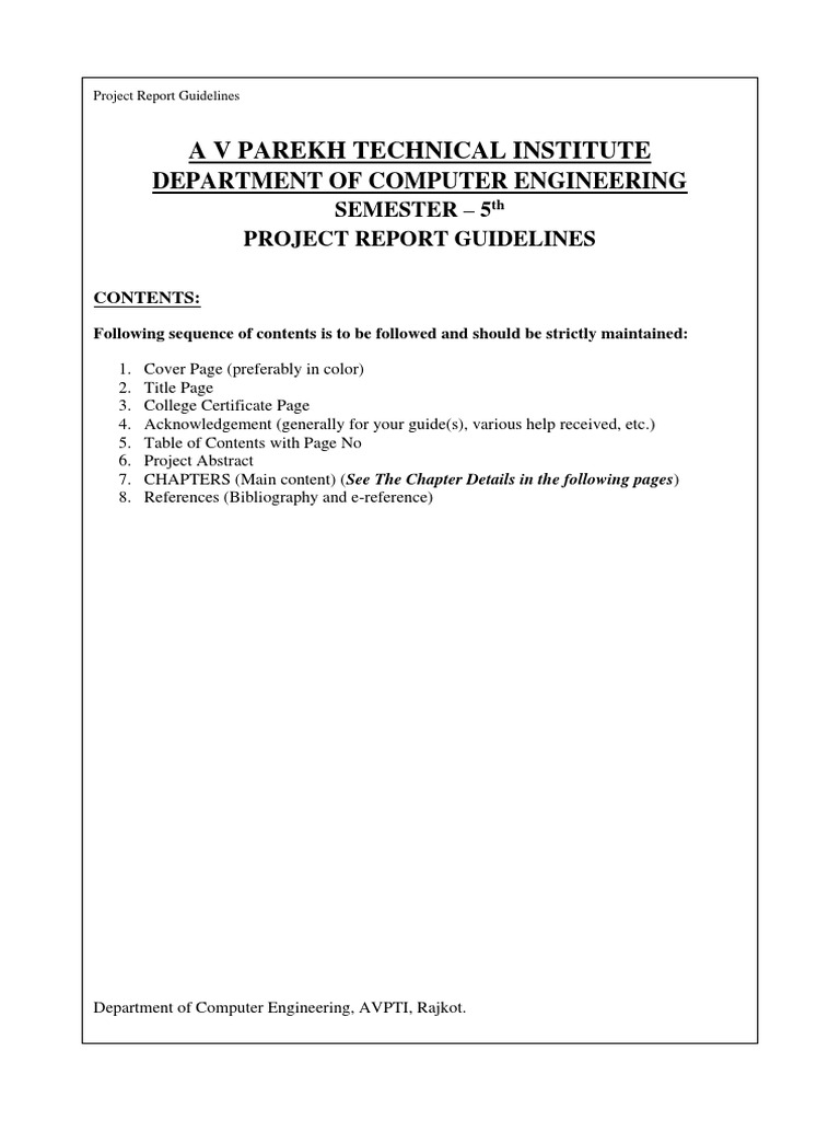PROJECT REPORT GUIDELINES (5th Sem CE) | PDF | Scientific Modeling ...