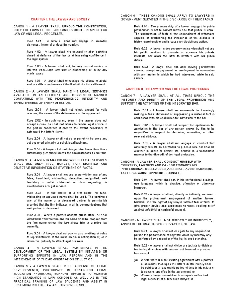 Code of Professional Responsibility PDF Practice Of Law Lawyer