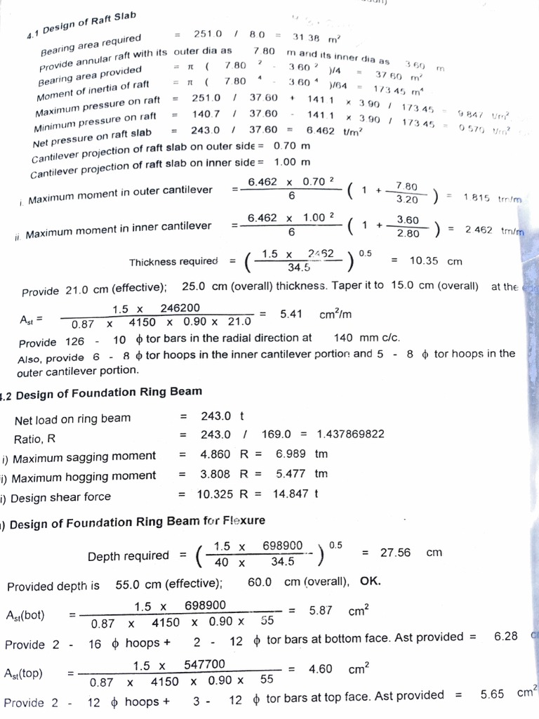 Design of Raft Foundation of Water Tank | PDF | Economic Sectors ...