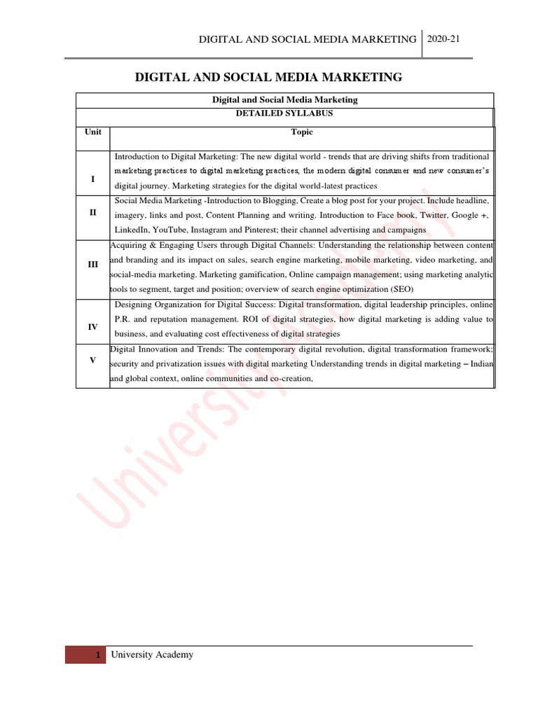 Digital and Social Media Marketing MCQ PDF Social Media Marketing