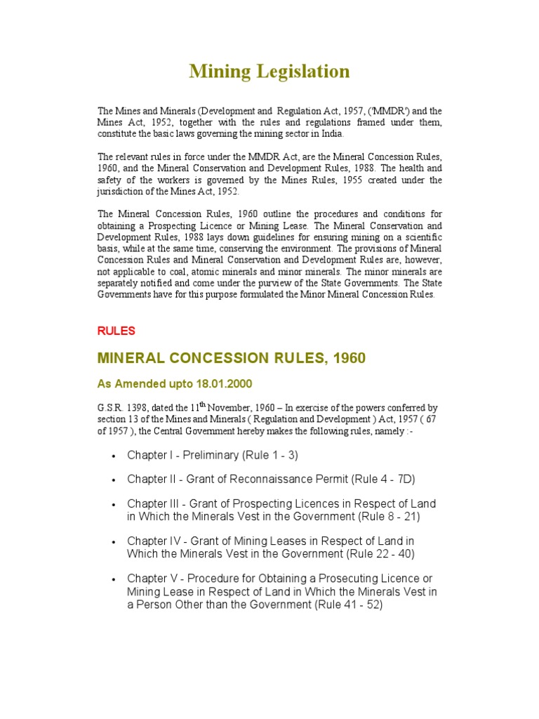 Overview of Mineral Concession Rules | PDF | License | Lease