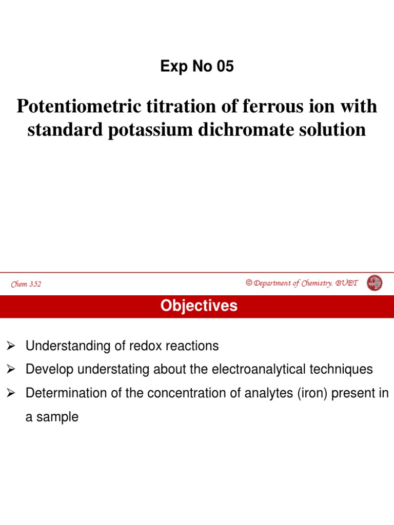 Potentiometric Titration PDF Titration Chemistry