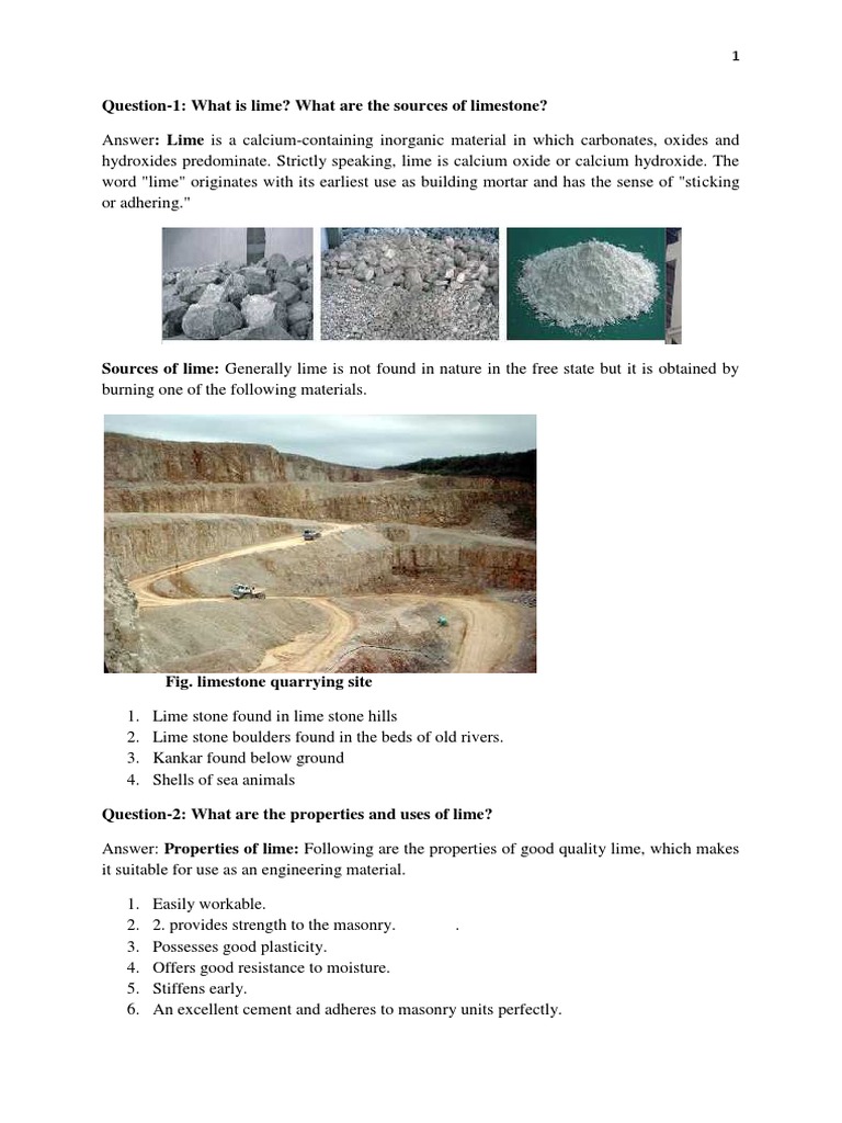 Properties and Uses of Lime in Construction | PDF | Lime (Material ...